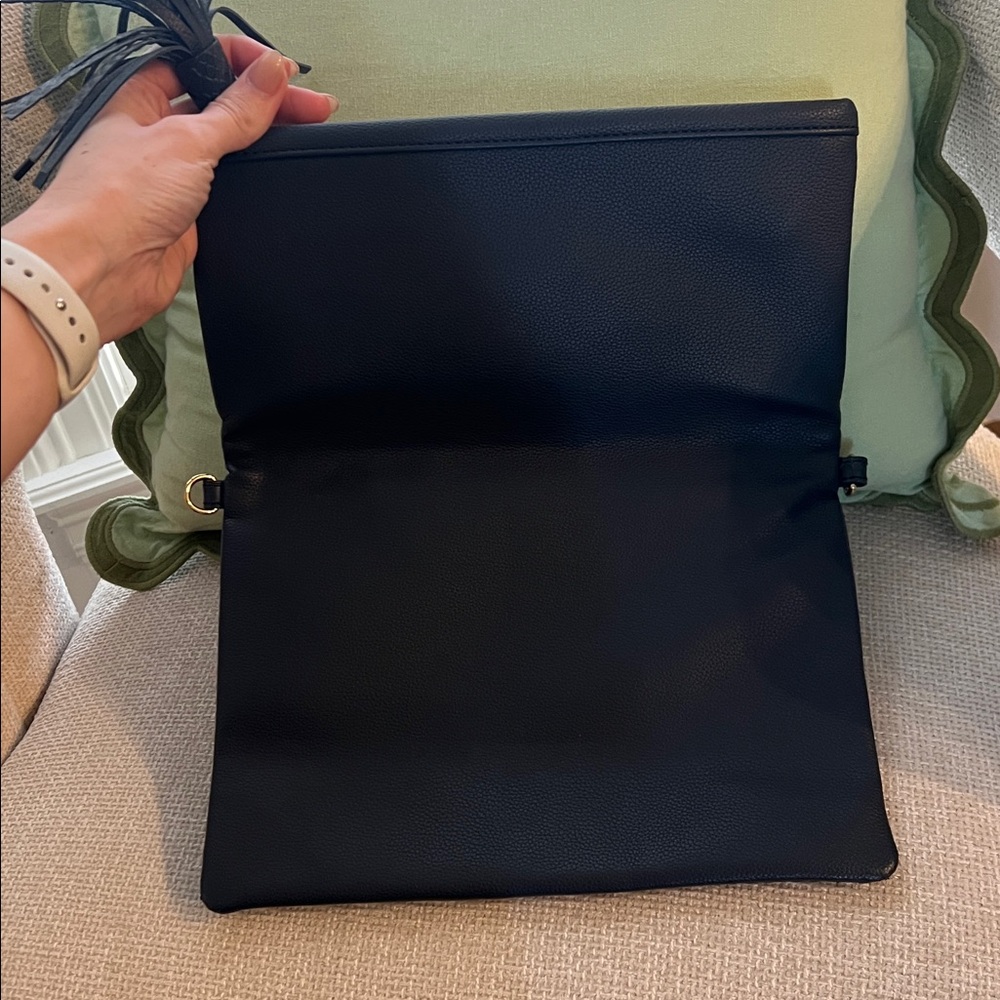 GiGi New York Rachel fold-over clutch navy embossed python leather - Picture 4 of 7